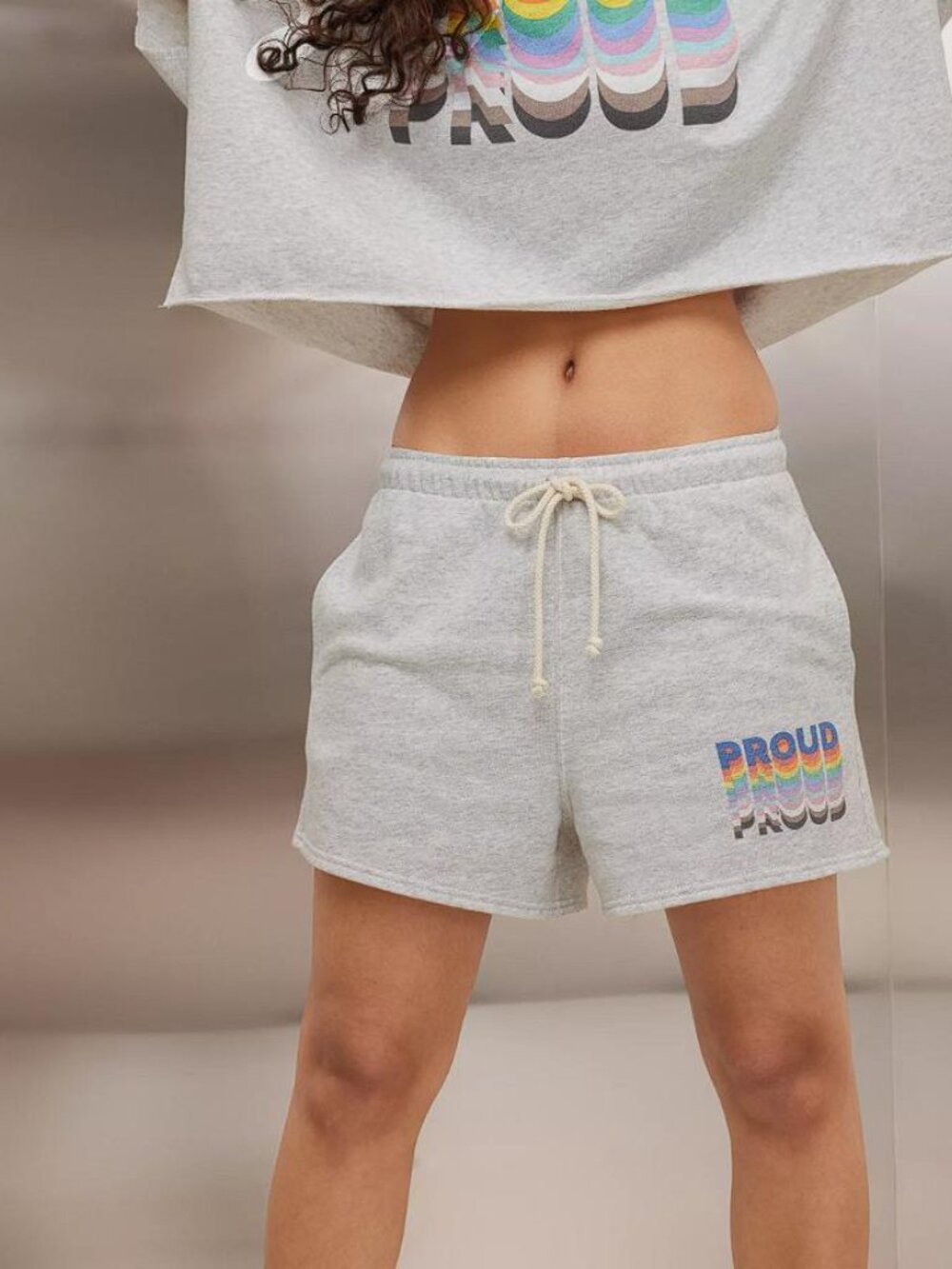 AMERICAN EAGLE Women's AE Pride Fleece Baggy Sweat Short Size S in Gray